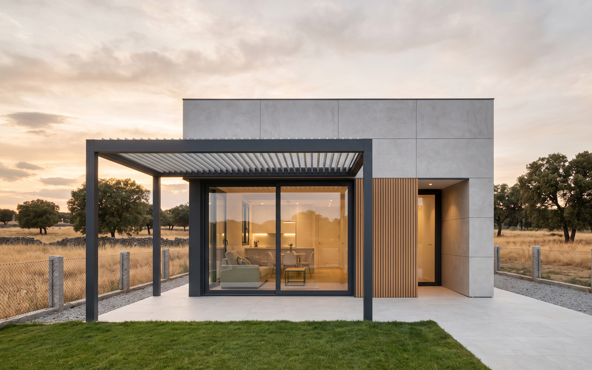 Casa Gredos, casa pasiva compacta de una planta con pérgola