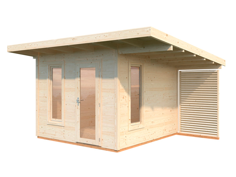 Caseta de jardín de composite de madera envejecida 9m² + 9m² terraza -  Woodlife