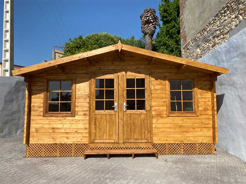 Caseta de madera Klara 17m2 teca Micasademadera2