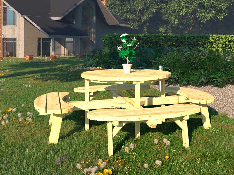 Mesa picnic de madera con bancos Oscar - 231x231 cm 3 Mesa picnic de madera con bancos Oscar - 231x231 cm - Imagen 2