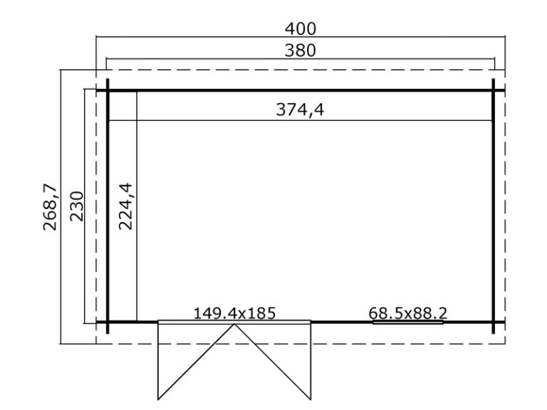 Caseta de madera Amira 230 Micasademadera lasita maja plano