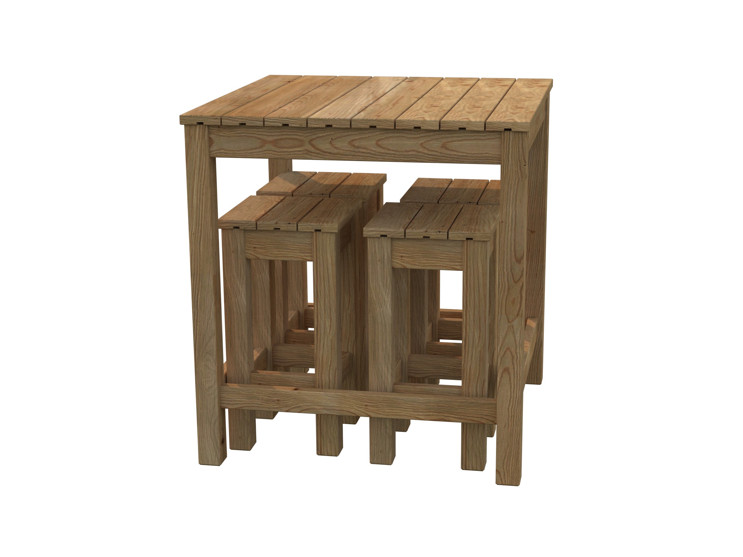 Set de madera Aron - mesa alta 99x99 y 4 taburetes 4 Set de madera Aron - mesa alta 99x99 y 4 taburetes - Imagen 3