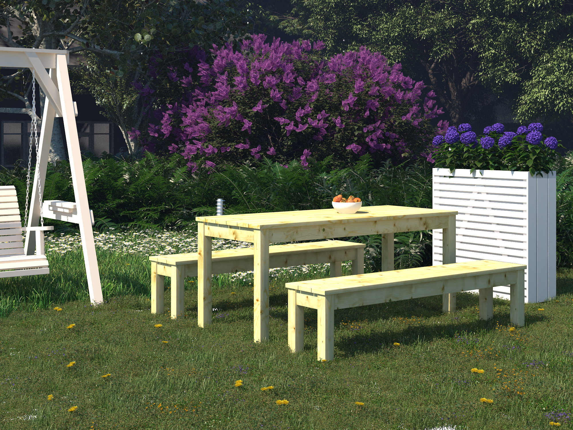 Set de madera Sanne 18 - mesa 180x74 y 2 bancos 3 Set de madera Sanne 18 - mesa 180x74 y 2 bancos - Imagen 2