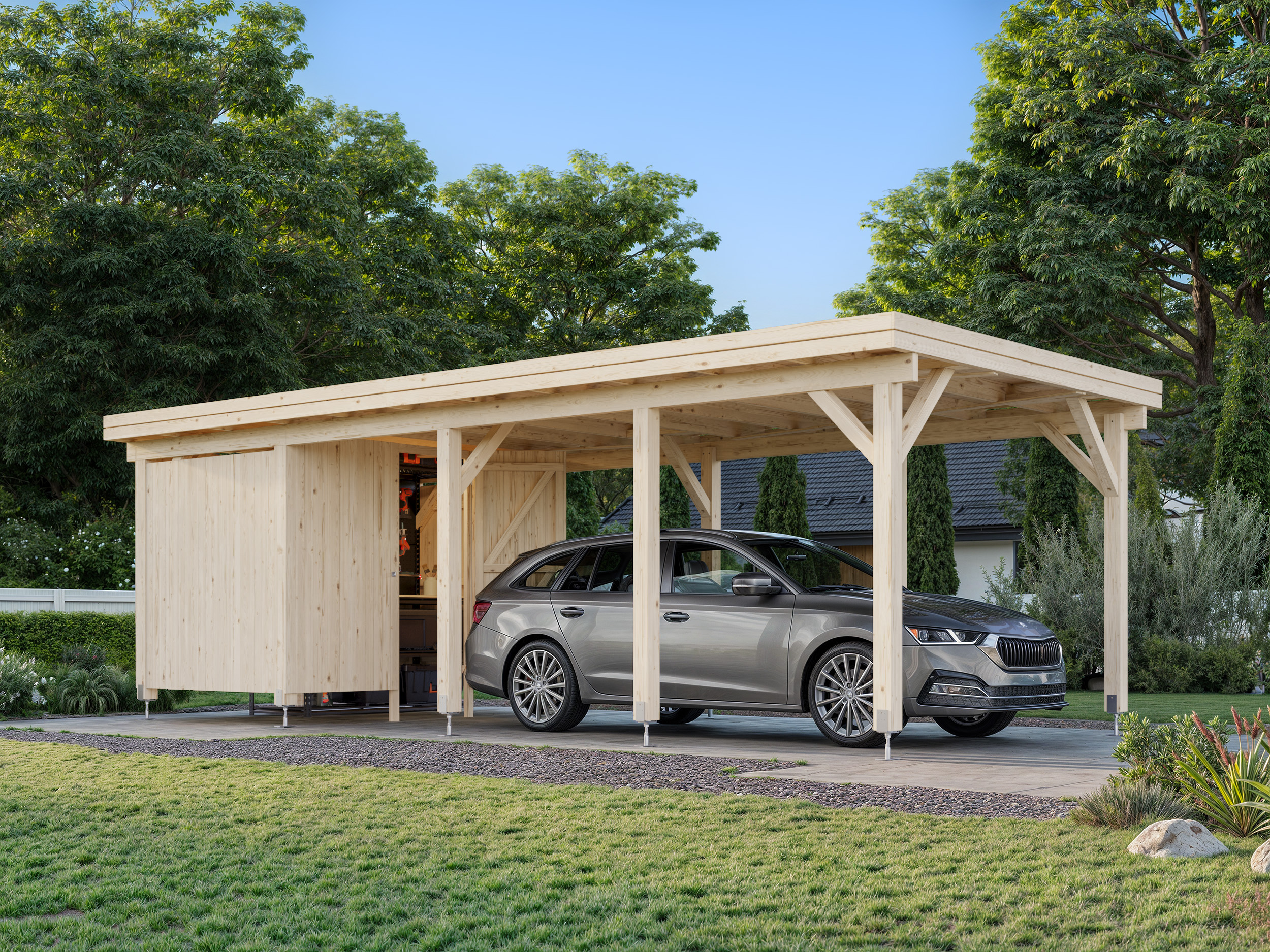 1 Palmako carport Karl 23.1 m2 with shed NATURAL wb