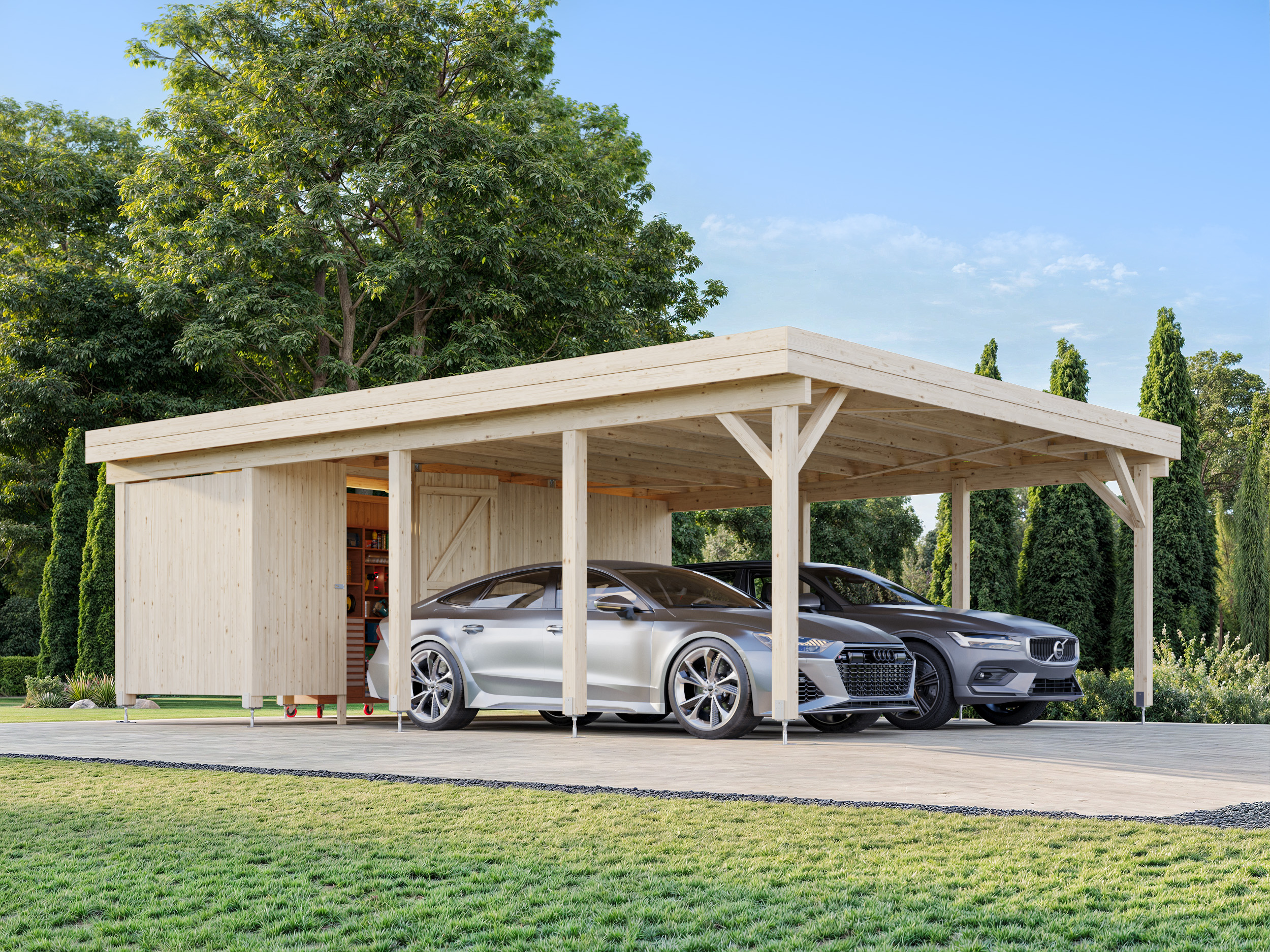 1 Palmako carport Karl 40.6 m2 with shed NATURAL wb