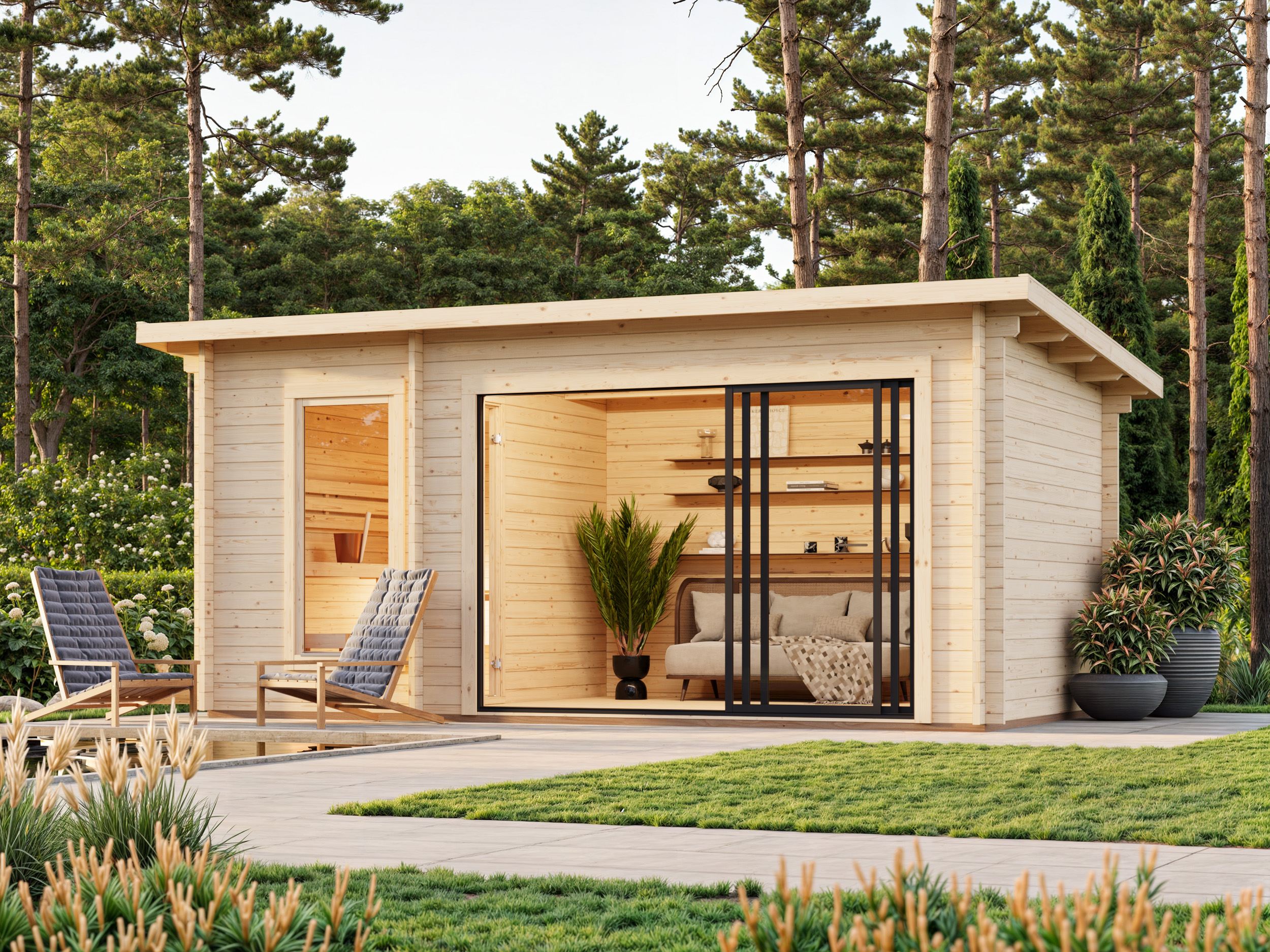 1 Palmako sauna Sanna 12.8 m2 Slide NATURAL wb