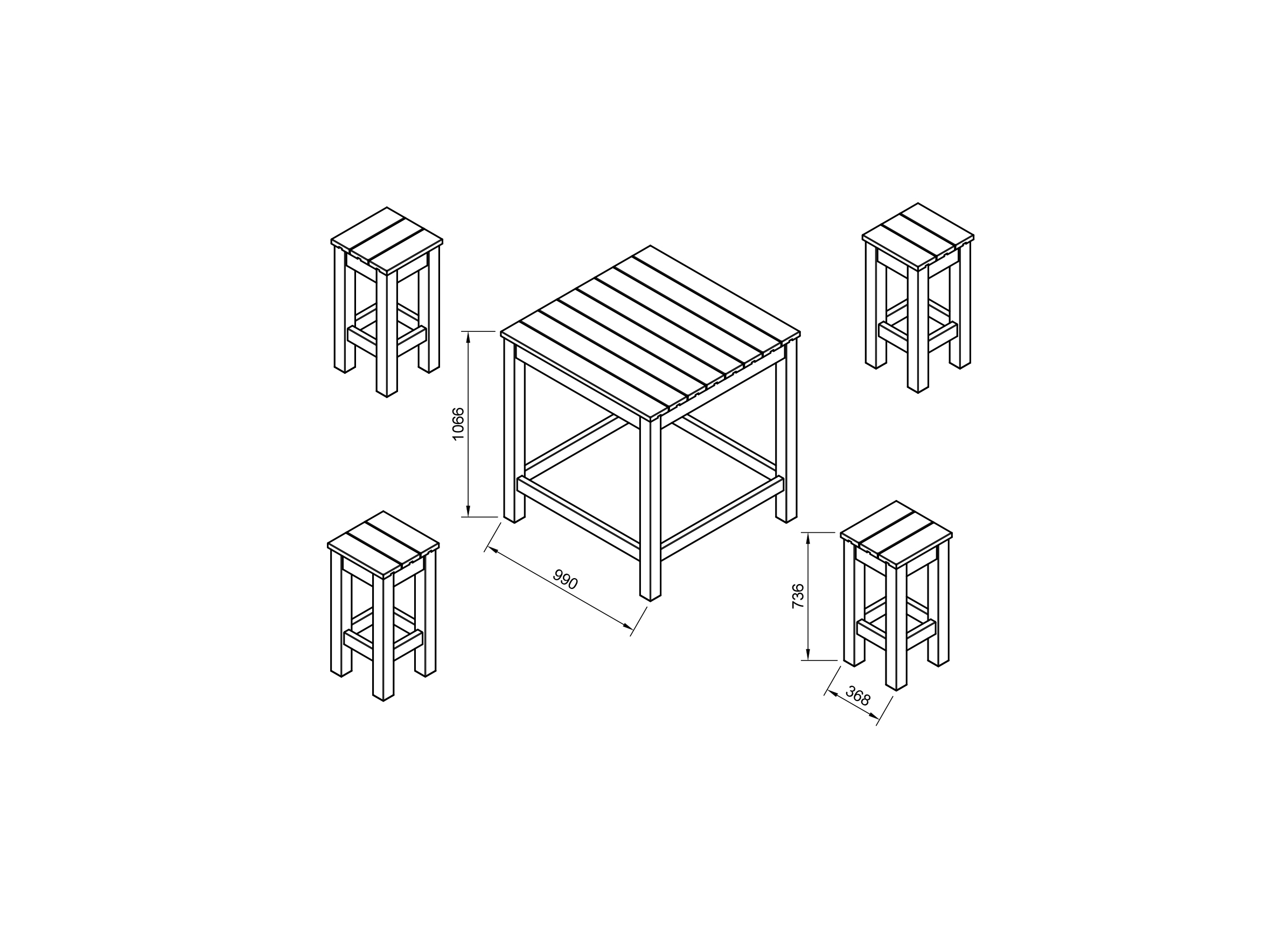 Set de madera Aron - mesa alta 99x99 y 4 taburetes 6 Set de madera Aron - mesa alta 99x99 y 4 taburetes - Imagen 5