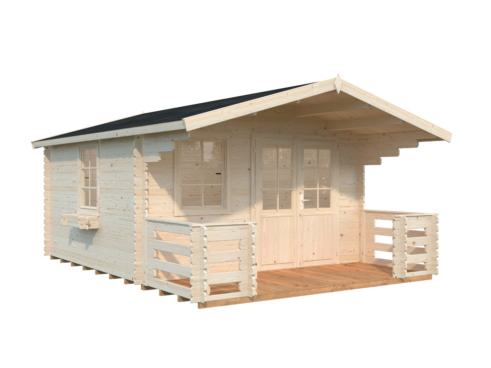 Caseta de madera Kristjan con porche - 12,6 + 4,9 m2