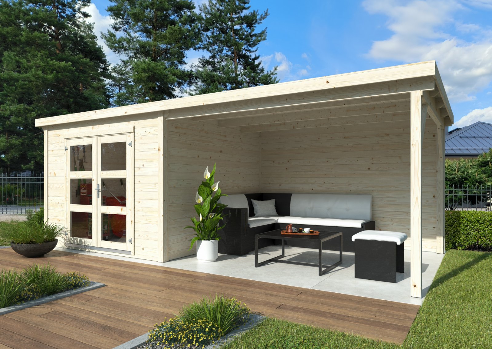 Caseta de madera Lya 1 con porche - 7,5 + 8,7 m2 4 Caseta de madera Lya 1 con porche - 7,5 + 8,7 m2 - Imagen 3