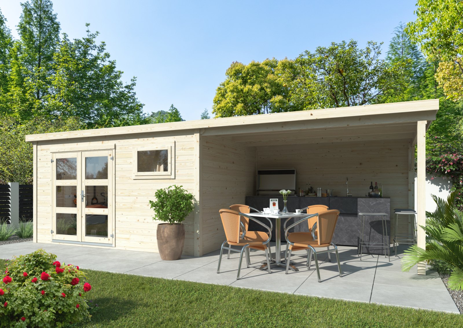 Caseta de madera Lya 2 con porche - 10,5 + 8,7 m2 4 Caseta de madera Lya 2 con porche - 10,5 + 8,7 m2 - Imagen 3