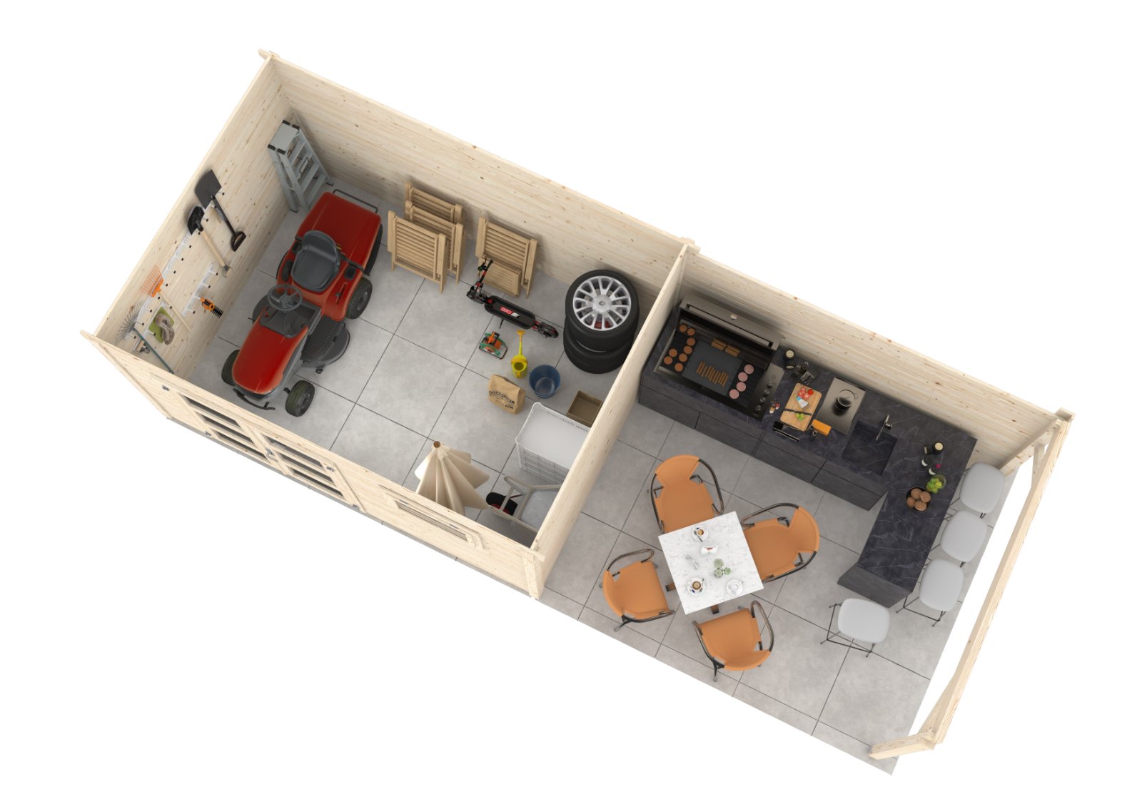 Caseta de madera Lya 2 con porche - 10,5 + 8,7 m2 5 Caseta de madera Lya 2 con porche - 10,5 + 8,7 m2 - Imagen 4