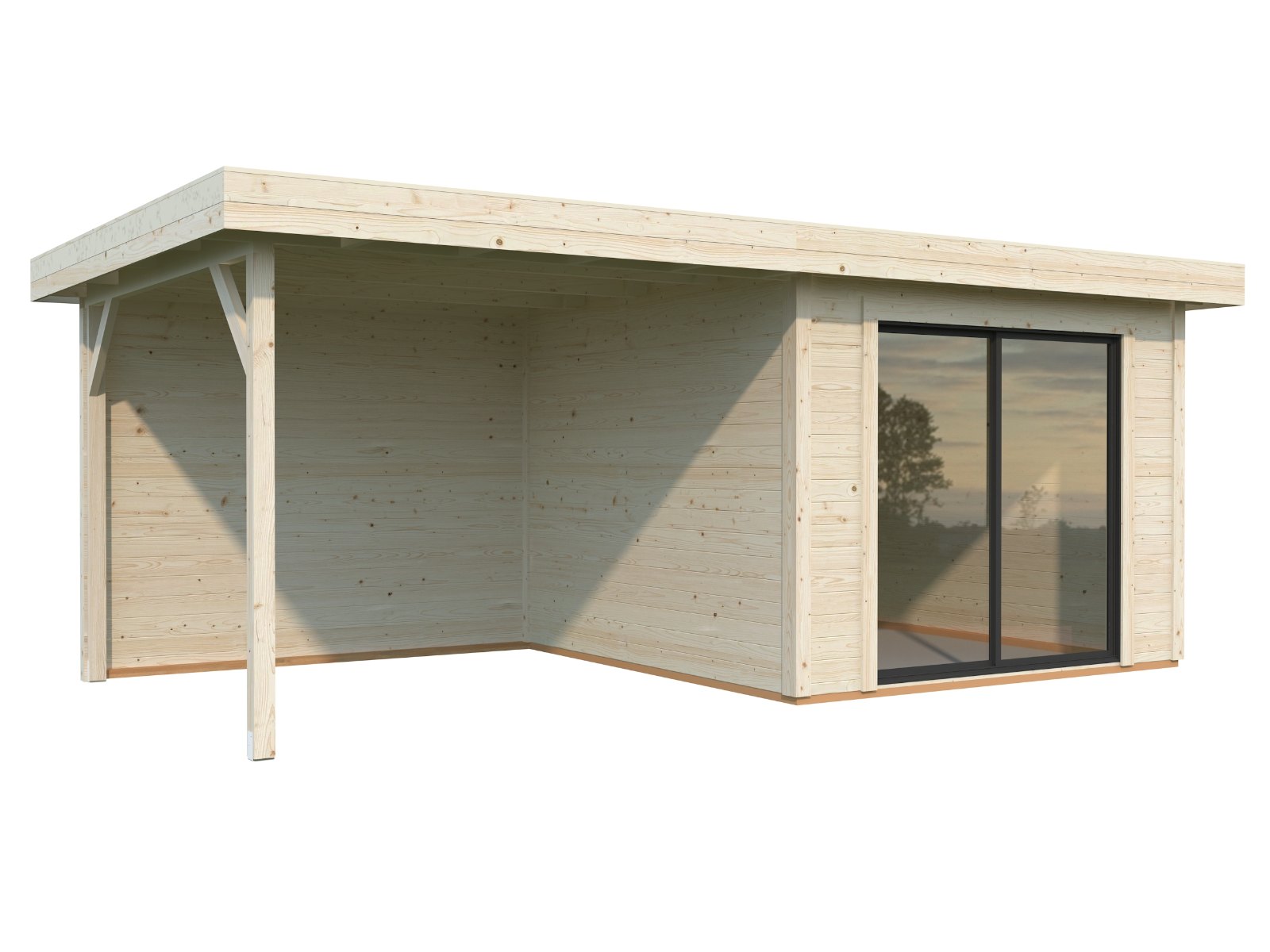 caseta de madera lydia con porche 8 0 7 6 m2 palmako 1