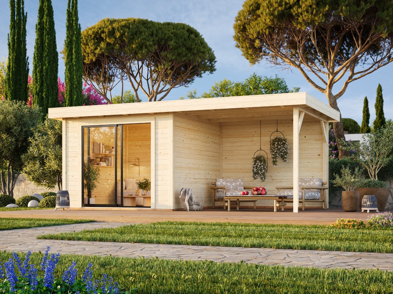 Caseta de madera Lydia con porche - 8,0 + 7,6 m2 4 Caseta de madera Lydia con porche - 8,0 + 7,6 m2 - Imagen 3