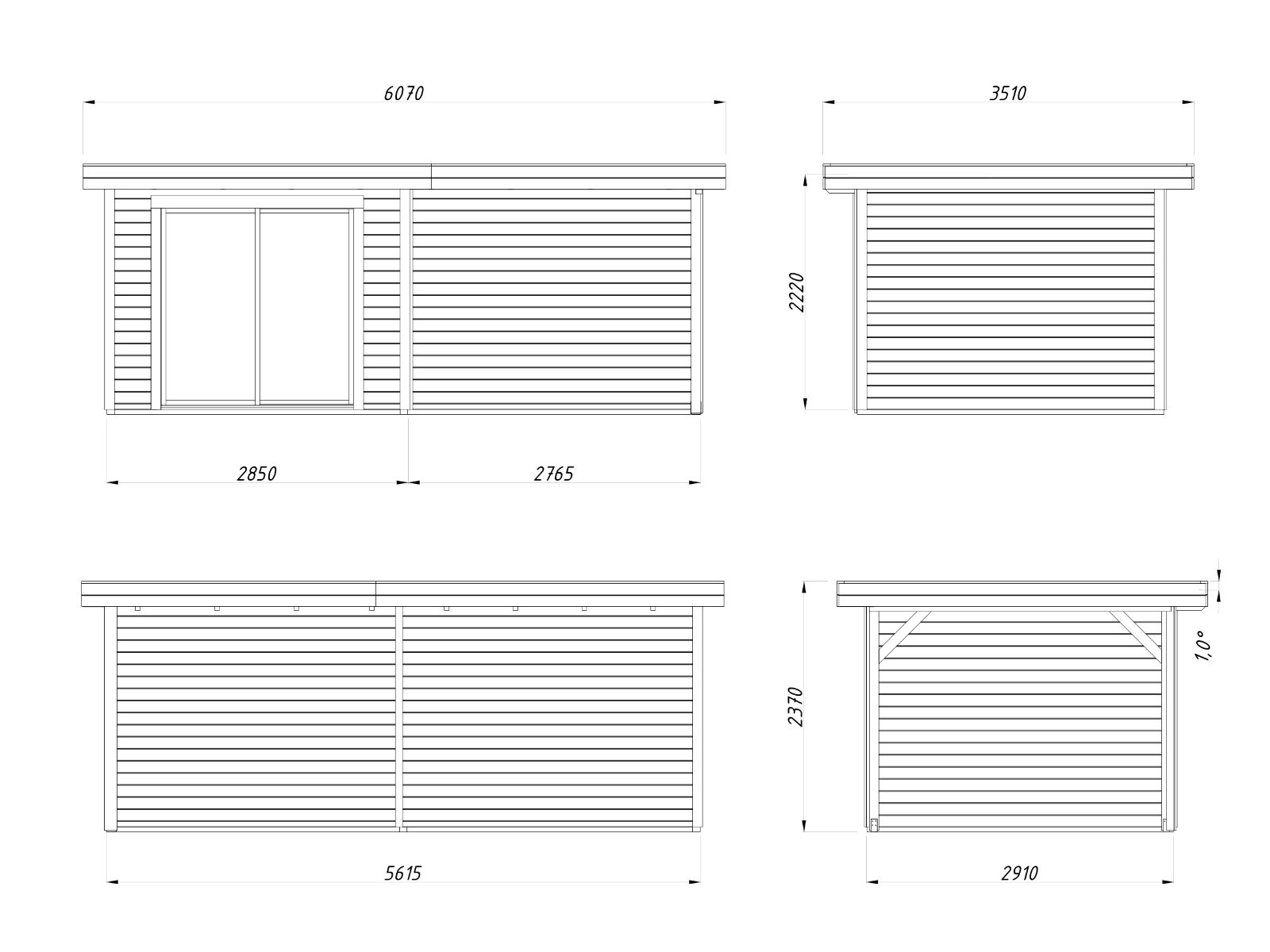 Caseta de madera Lydia con porche - 8,0 + 7,6 m2 7 Caseta de madera Lydia con porche - 8,0 + 7,6 m2 - Imagen 6