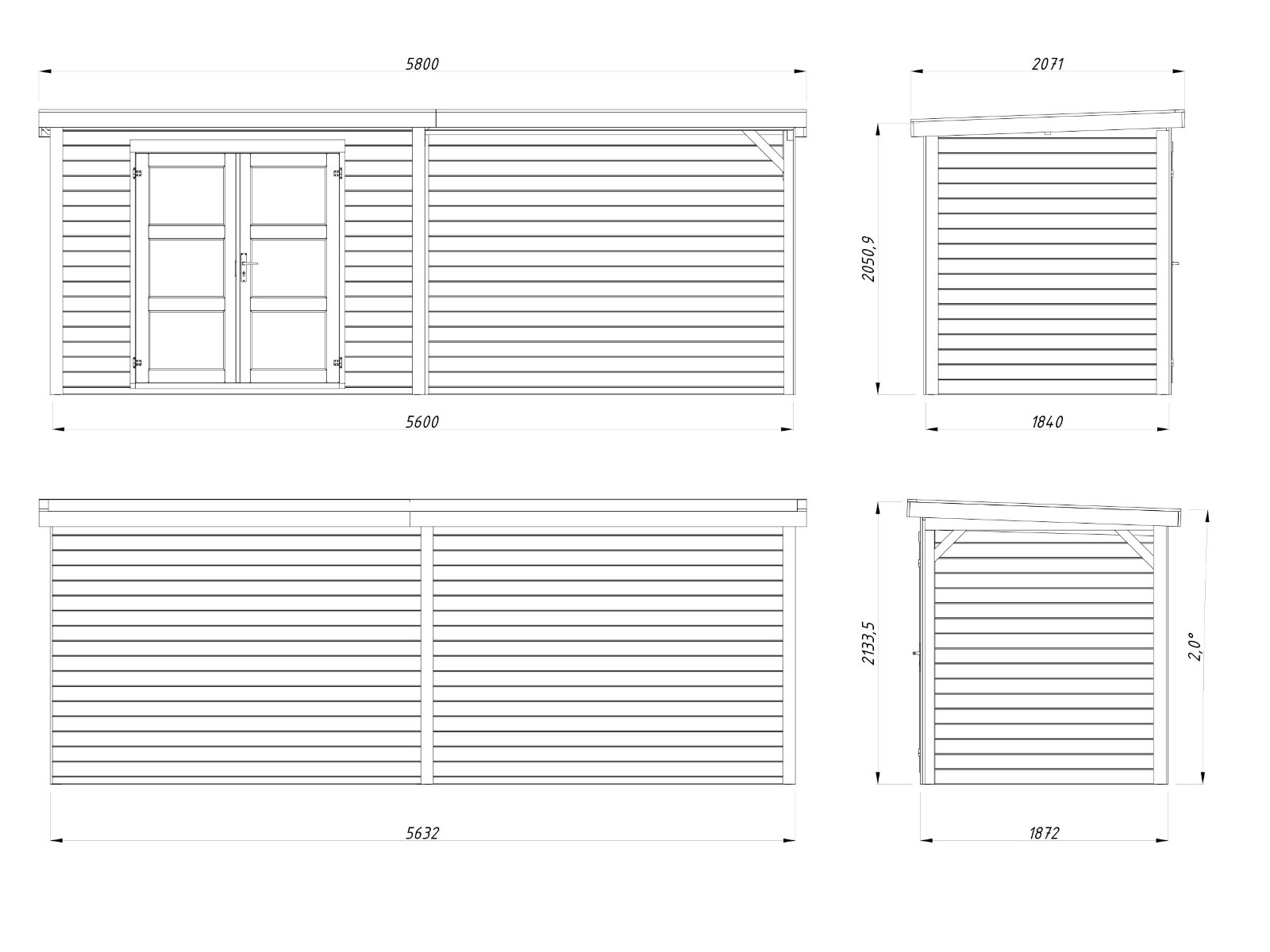 Caseta de madera Olivia con porche - 5,0 + 5,0 m2 7 Caseta de madera Olivia con porche - 5,0 + 5,0 m2 - foto 6