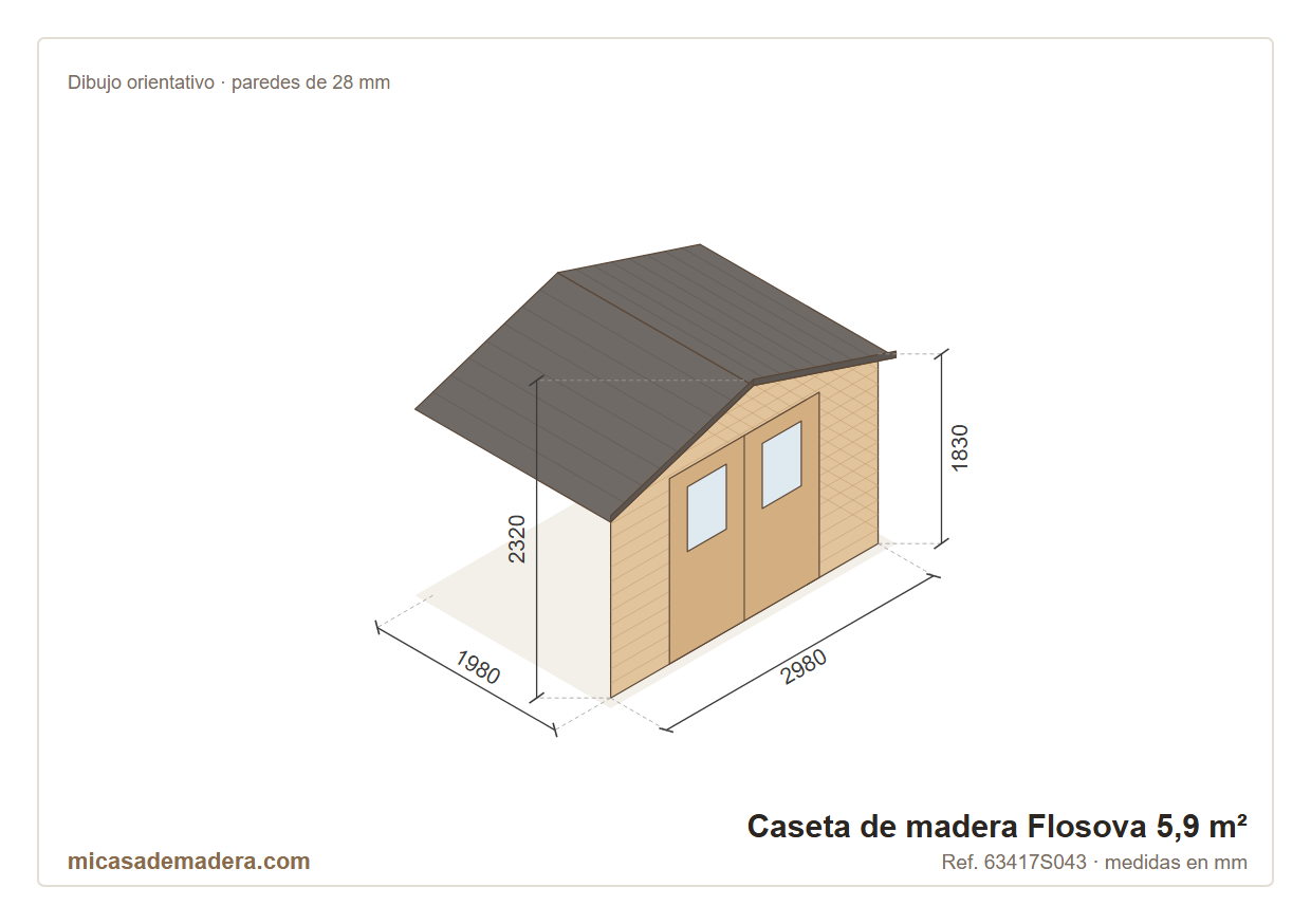 Caseta de madera Flosova - 5,9 m2 3 Caseta de madera Flosova - 5,9 m2 - Imagen 2