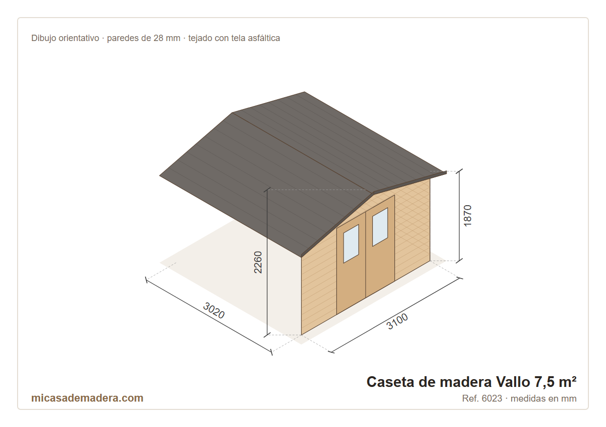 Caseta de madera Vallo - 7,5 m2 3 Caseta de madera Vallo - 7,5 m2 - Imagen 2