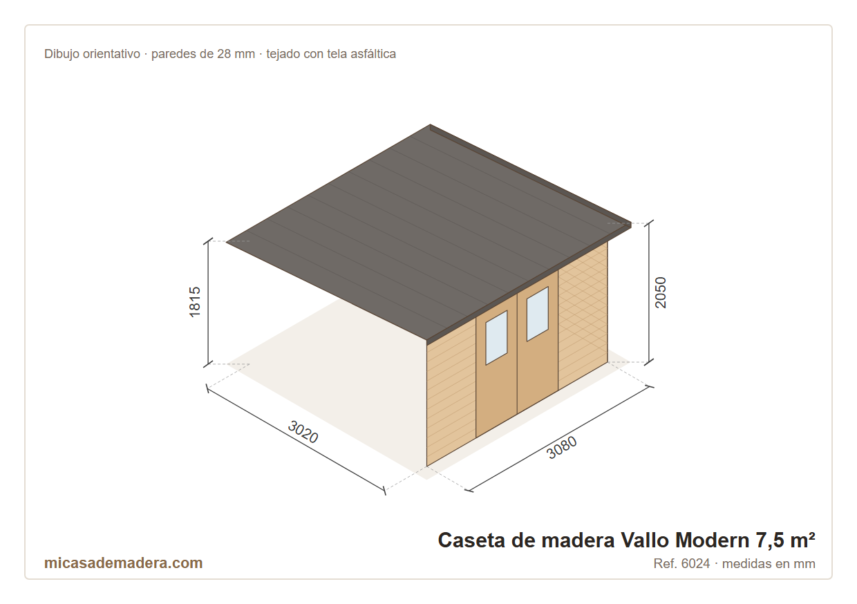 Caseta de madera Vallo Modern - 7,5 m2 3 Caseta de madera Vallo Modern - 7,5 m2 - Imagen 2