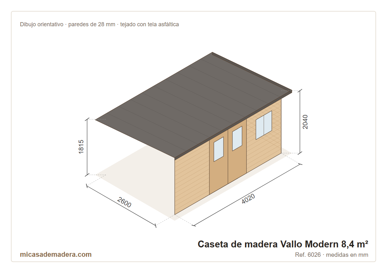 Caseta de madera Vallo Modern - 8,4 m2 3 Caseta de madera Vallo Modern - 8,4 m2 - Imagen 2