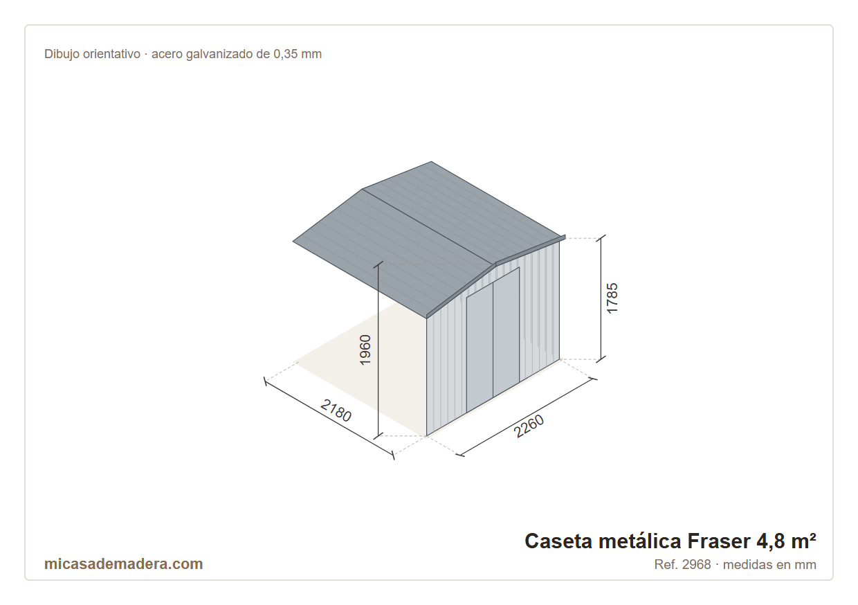 Caseta metálica Fraser - 4,8 m2 3 Caseta metálica Fraser - 4,8 m2 - Imagen 2