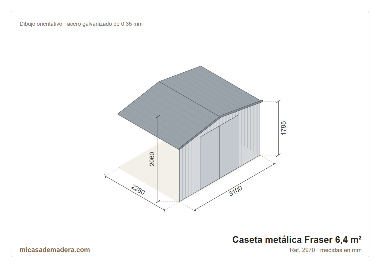Caseta metálica Fraser - 6,4 m2 3 Caseta metálica Fraser - 6,4 m2 - Imagen 2