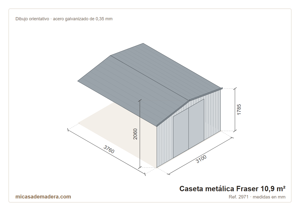 Caseta metálica Fraser - 10,9 m2 3 Caseta metálica Fraser - 10,9 m2 - Imagen 2