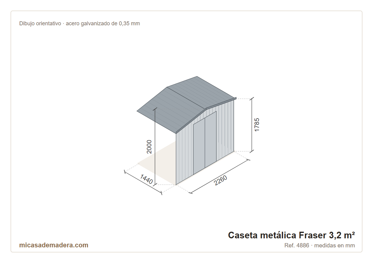 Caseta metálica Fraser - 3,2 m2 3 Caseta metálica Fraser - 3,2 m2 - Imagen 2