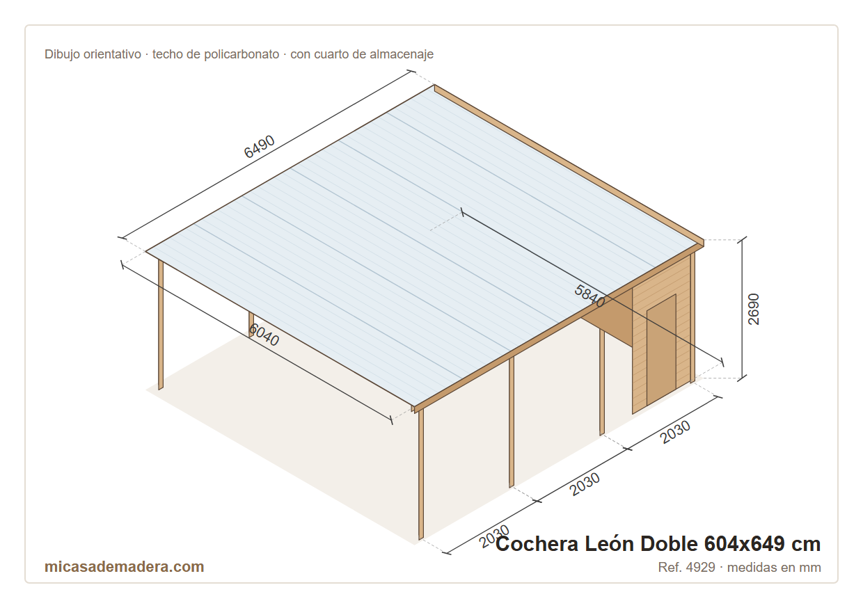 Cochera de madera León Doble - 604x649cm 3 Cochera de madera León Doble - 604x649cm - Imagen 2