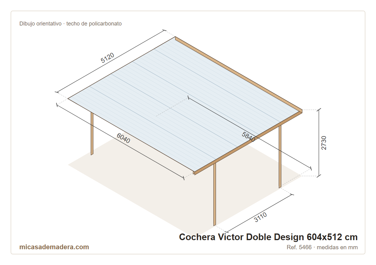 Cochera de madera Victor Doble Design - 604x512cm 3 Cochera de madera Victor Doble Design - 604x512cm - Imagen 2