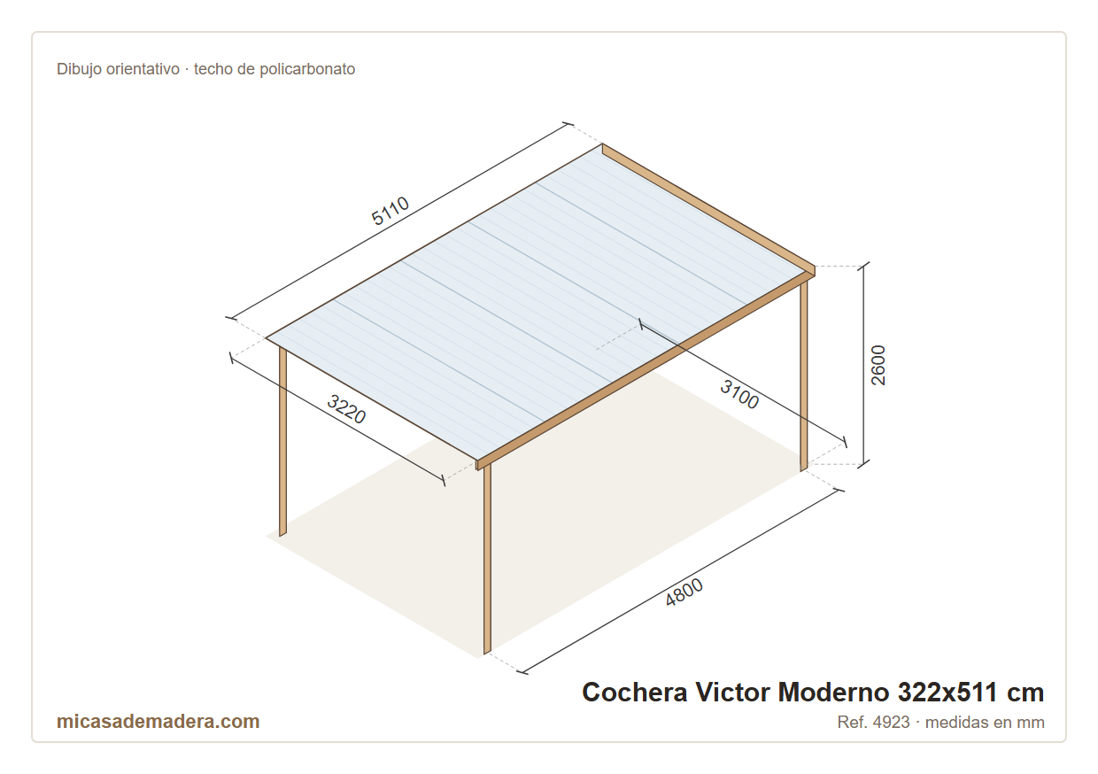 Cochera de madera Victor Moderno - 322x511cm 3 Cochera de madera Victor Moderno - 322x511cm - Imagen 2