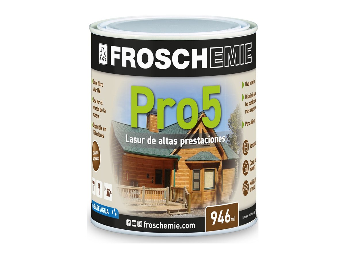 Bote de pintura Pro5 Lasur satinado para madera exterior
