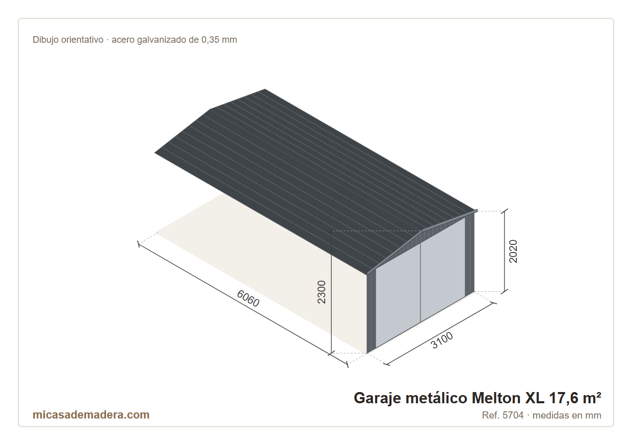 Garaje metálico Melton XL - 17,6 m2 3 Garaje metálico Melton XL - 17,6 m2 - Imagen 2