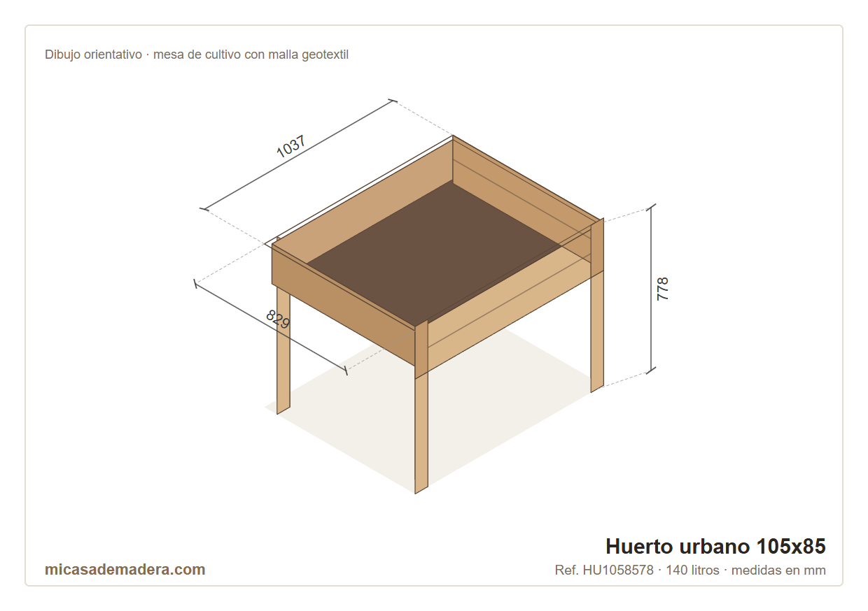 Huerto urbano de madera 105×85 cm – 140 litros 4 Huerto urbano de madera 105×85 cm – 140 litros - Imagen 3