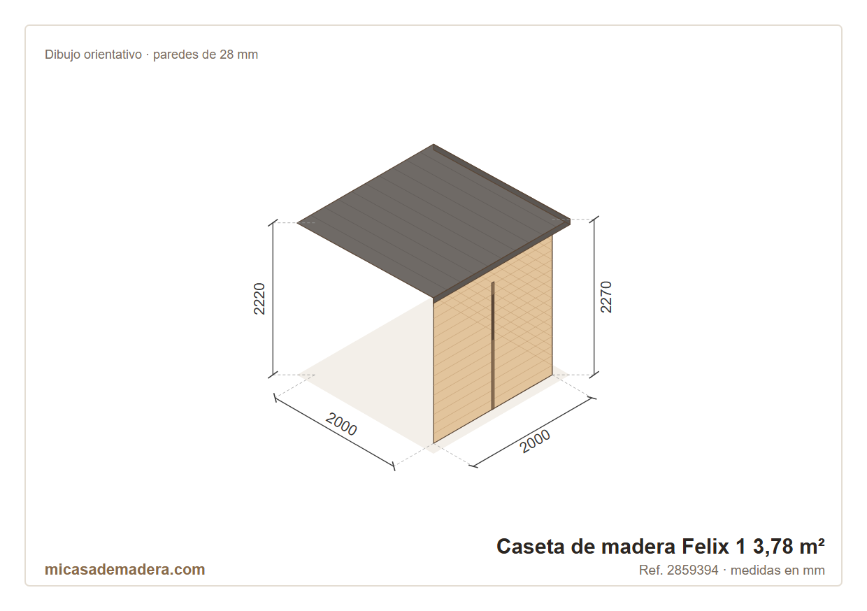 Caseta de madera Felix 1 - 3,78 m2 3 Caseta de madera Felix 1 - 3,78 m2 - Imagen 2