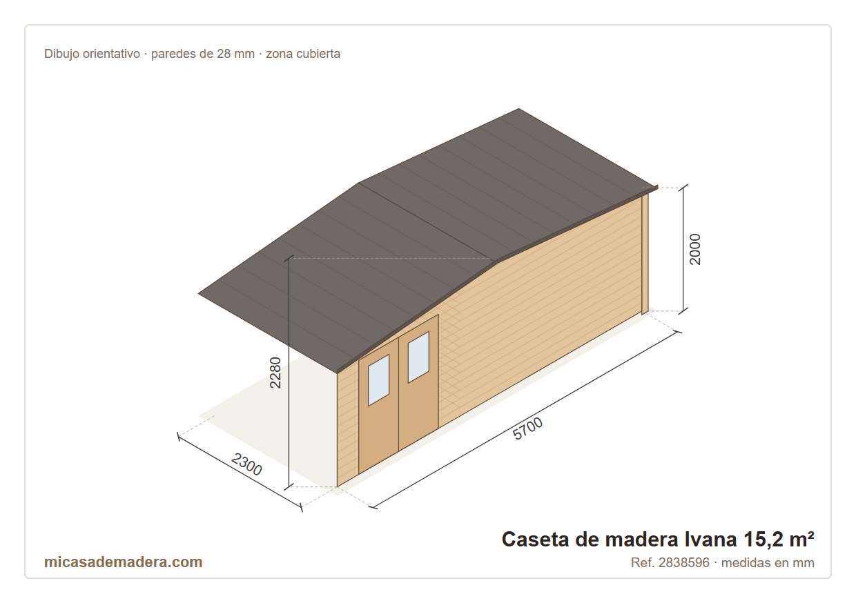 Caseta de madera Ivana - 15,2 m2 3 Caseta de madera Ivana - 15,2 m2 - Imagen 2