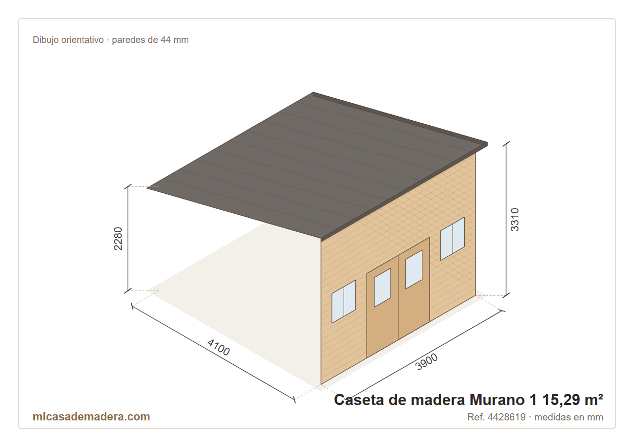 Caseta de madera Murano 1 - 15,29 m2 3 Caseta de madera Murano 1 - 15,29 m2 - Imagen 2