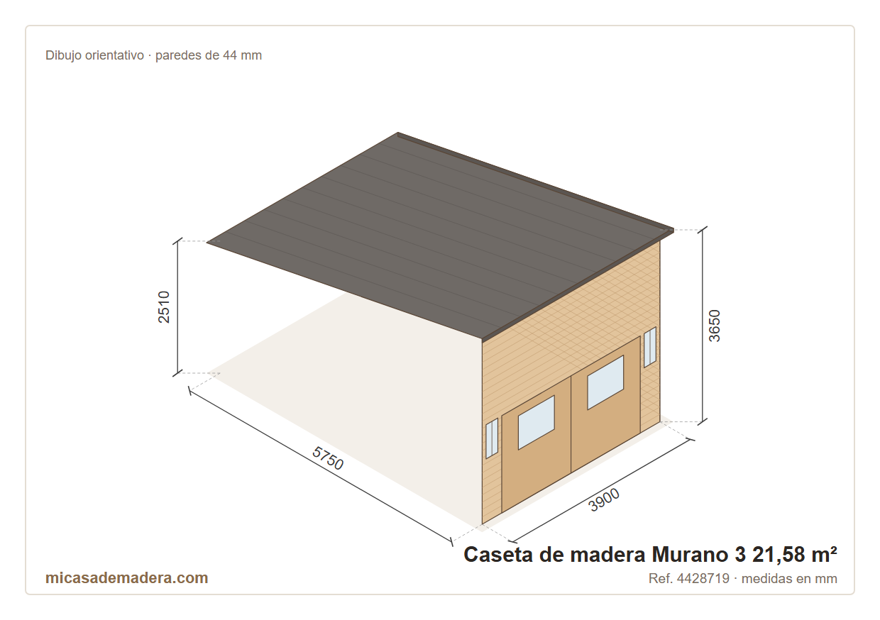 Caseta de madera Murano 3 - 21,58 m2 3 Caseta de madera Murano 3 - 21,58 m2 - Imagen 2