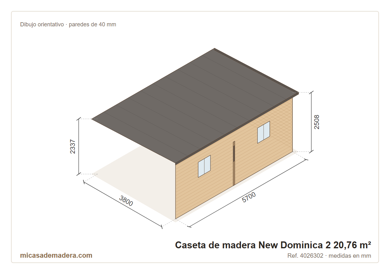 Caseta de madera New Dominica 2 - 20,76 m2 3 Caseta de madera New Dominica 2 - 20,76 m2 - Imagen 2