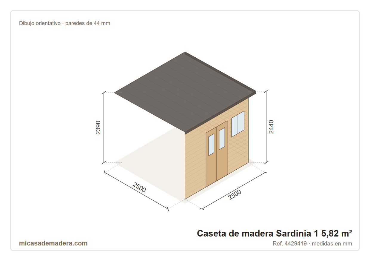 Caseta de madera Sardinia 1 - 5,82 m2 3 Caseta de madera Sardinia 1 - 5,82 m2 - Imagen 2