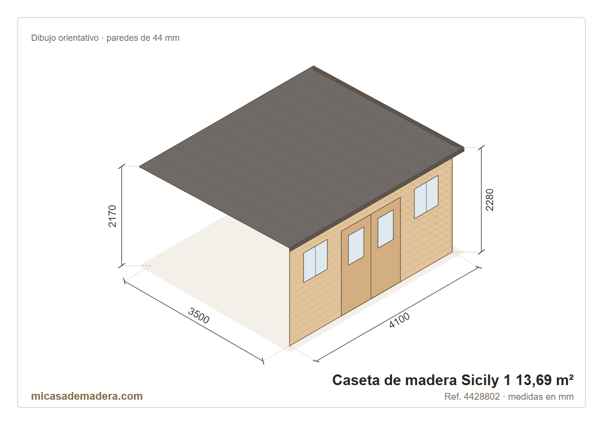 Caseta de madera Sicily 1 - 13,69 m2 3 Caseta de madera Sicily 1 - 13,69 m2 - Imagen 2