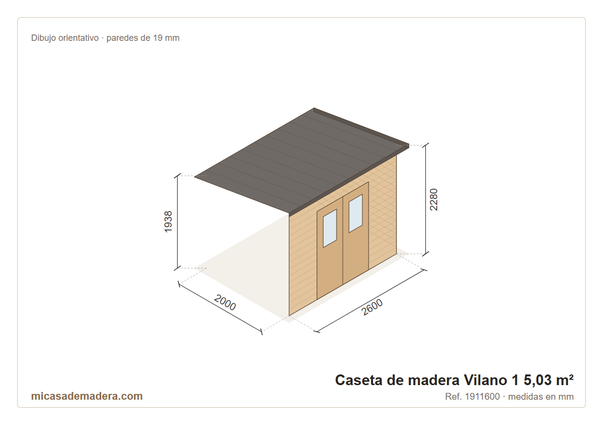Caseta de madera Vilano 1 - 5,03 m2 3 Caseta de madera Vilano 1 - 5,03 m2 - Imagen 2
