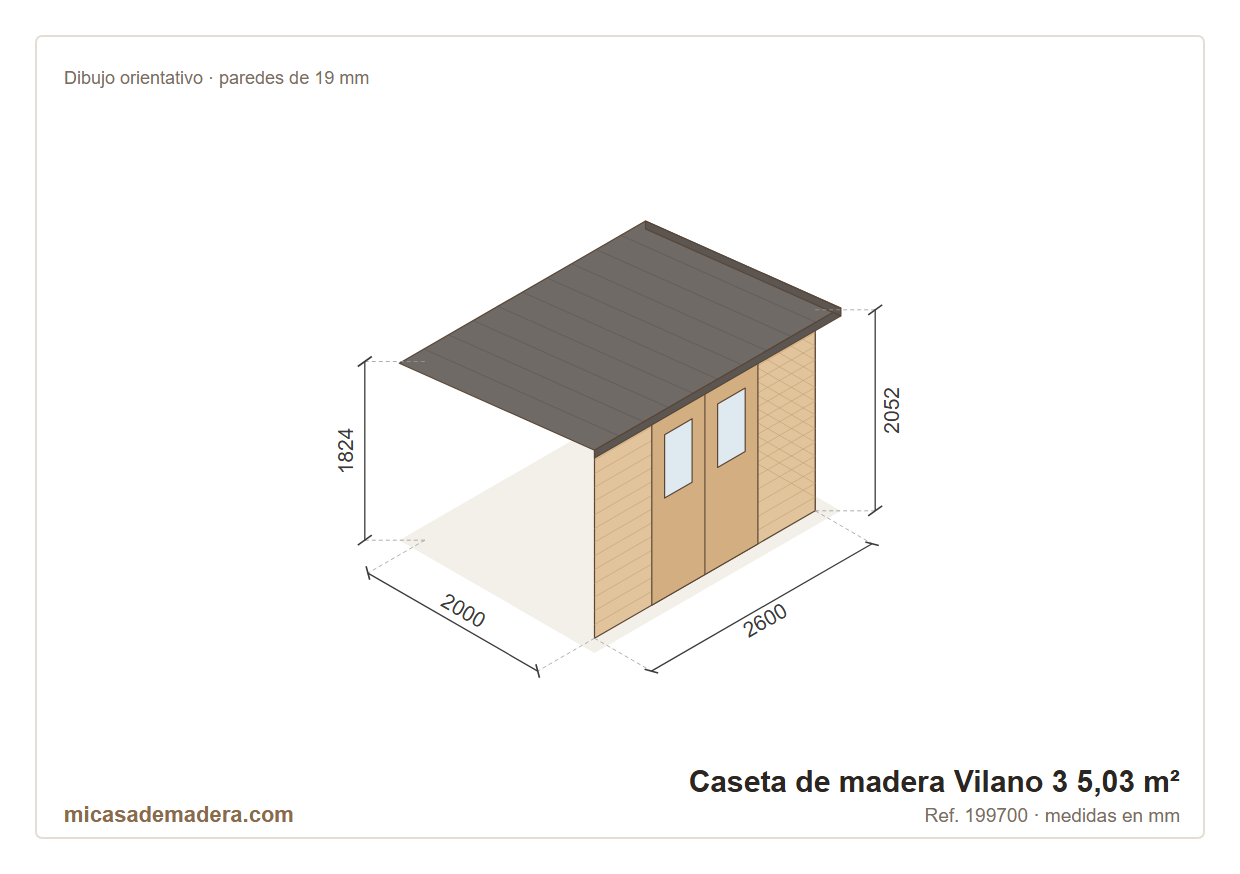 Caseta de madera Vilano 3 - 5,03 m2 3 Caseta de madera Vilano 3 - 5,03 m2 - Imagen 2