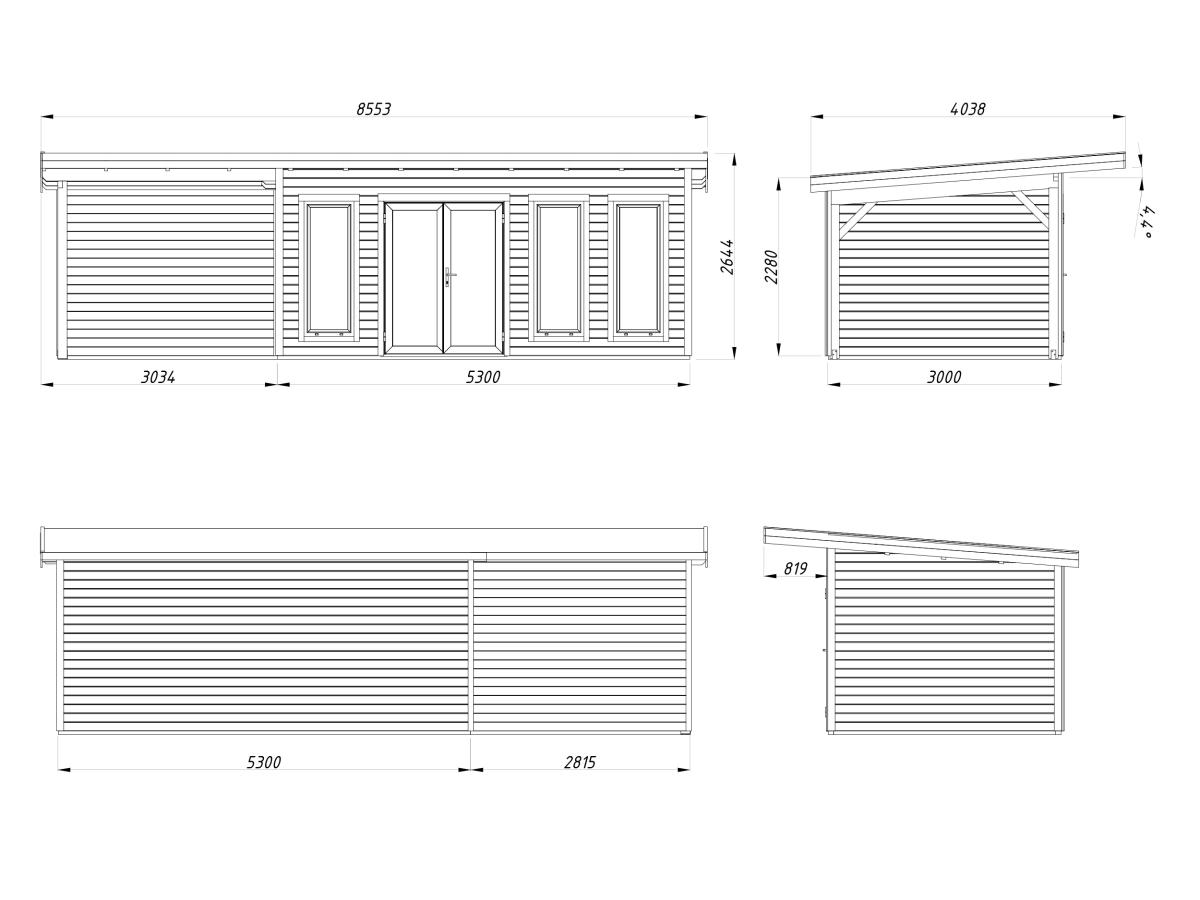 Caseta de madera Aurelia - 15,2+7,9 m2 3 Caseta de madera Aurelia 15,2+7,9 m2