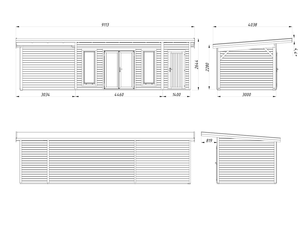 Caseta de madera Aurelia - 16,7+7,9 m2 3 Caseta de madera Aurelia 16,7+7,9 m2