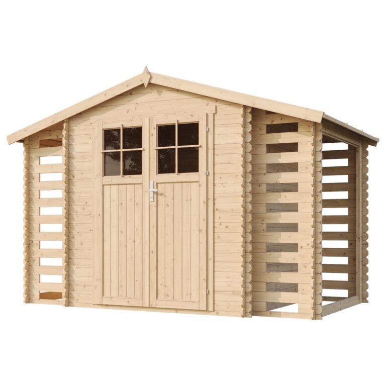 Caseta de madera con dos leñeros Adele puerta con cerradura 5,41 m2