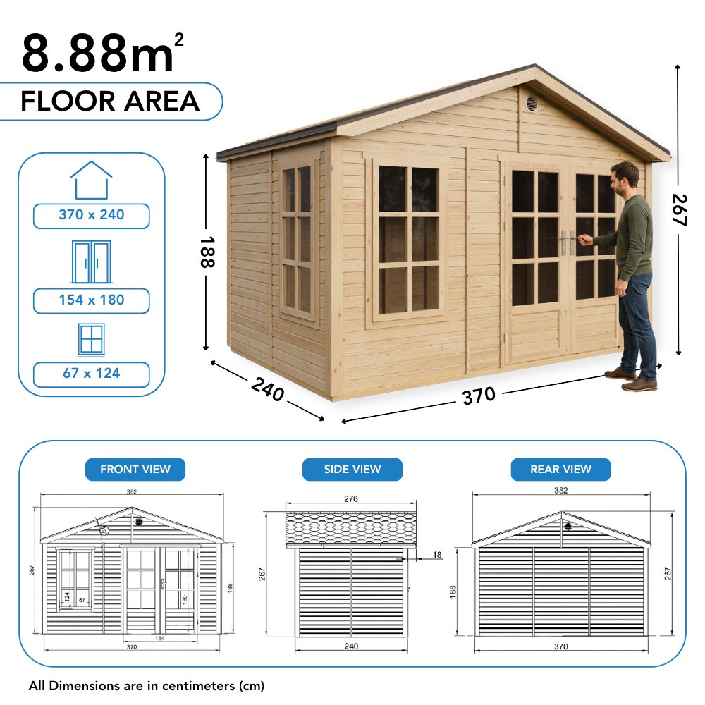 Caseta de madera Migle puerta doble – 8,88 m2 9 Caseta de madera Migle puerta doble 8,88 m2 - foto 8