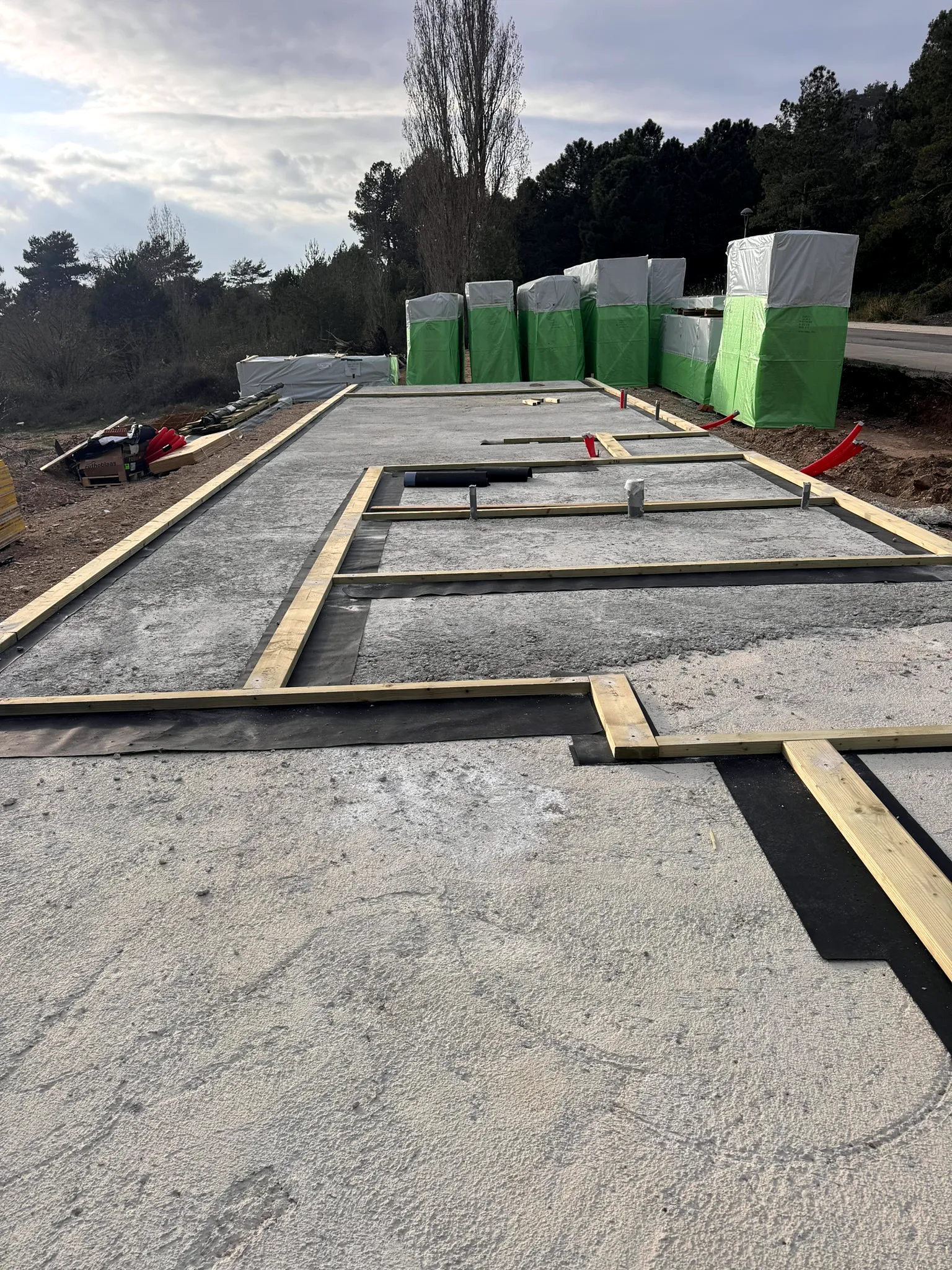 Losa de cimentación para una casa de madera
