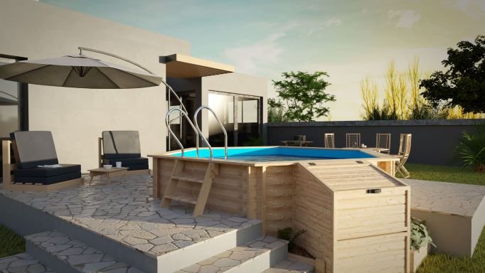 Piscina de madera redonda Vanille 2 - Ø400x119 cm 3 Piscina de madera GRE Vanille 2