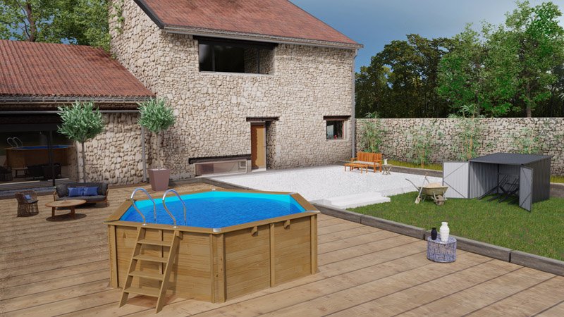 Piscina de madera redonda Vasto - Ø428x136 cm 3 Piscina de madera GRE Vasto