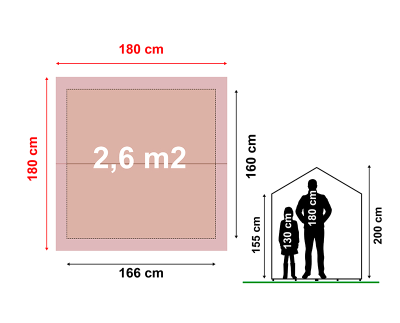 Casita infantil de madera Cabaña – 2,8 m2 3 Plano con medidas de la casita infantil de madera Cabaña